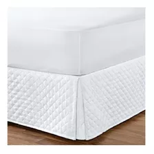 Saia Para Cama Box King Com Elástico Matelada - Palha Cor Branca