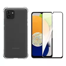 Capinha Capa + Película 3d Para Samsung Galaxy A03 6.5 Cor Transparente