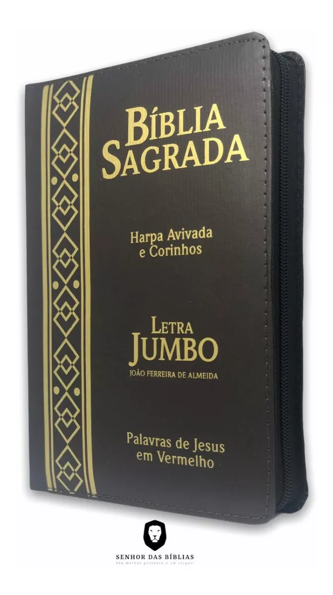 Bíblia Jumbo Ziper Letra Gigante Com Harpa Marrom - Prom