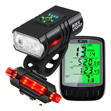 Kit Farol Bike T6 Led + Velocímetro Bicicleta + Sinalizador