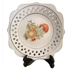 Centro De Mesa Plato Decorativo Frutera Sellada Antiguo