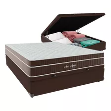 Cama + Box Baú Viúva Marrom New Aspen Frete Grátis 128x188