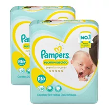 Kit 2 Fralda Pampers Premium Care Recen Nascido Rn+ 40 Uni