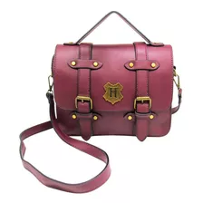 Bolsa Baú Tiracolo Hogwarts Metálico - Harry Potter Original Cor Bordô