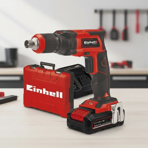 Kit Einhell: Atornillador Durlock Inalámbrico Rojo + Cargador Y Batería 18v 2.5ah Litio