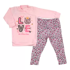 Conjunto Menina Infantil Blusa Plush E Calça Termica Estampa