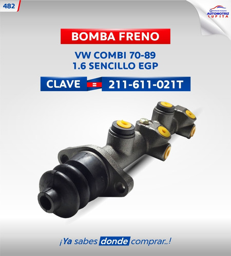 Bomba Freno Vw Combi 1600 Modelos 70-89 Motor 1.6 Sencillo Foto 4