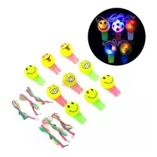 Silbato Emoji Fluor Con Luz Led X3 Unidades