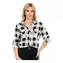 Camisa Xadrez Blusa Franelada Feminino P Ao Gg Pront Entrega