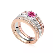 Anillo Happiness Rosa By Moonlight Con Cristales Austriacos