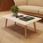 Mesa De Centro Retangular Inaugura Móveis Apoio Sala Classic Pés Em Madeira Cor Off White
