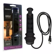 Torre Tomada Multiplug Retrátil Embutir Mesa Bivolt Preta