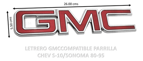 Letrero Gmc Compatible Parrilla Chev S-10/sonoma 1980-1995 Foto 4