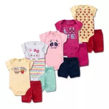 10pç Roupa Bebê Body Short Menino Menina Suedine 100%algodão