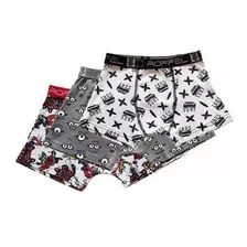 Kit 3 Cueca Box Boxer Infantil Estampada Cotton Algodão