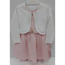 Kit Vestido Bordado + Bolero Malha Luxo Menina Paraiso 13307