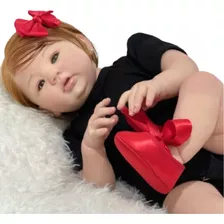 Boneca Reborn Bebê Menina Ruiva Realista Corpo Tecido