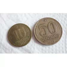 Lote 2 Moeda Antiga - 10 Centavos 1955 José Bonifacio