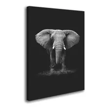 Quadro Decorativo Em Tela Para Sala Quarto Elefante Cinza Cor Preto Cor Da Armação Borda Infinita