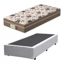 Cama Box Solteiro + Colchão Mola Ensacada Probel Style Cor Branco