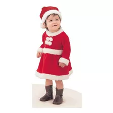 Vestido Fantasia Mamãe Noel Com Gorro Infantil De Luxo