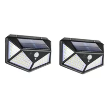 2 Lámparas Led Solar 100 Leds Con Sensor Movimiento Exterior