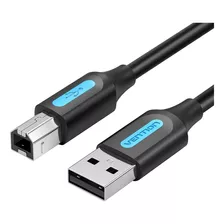 Cabo Usb 2.0 Para Usb B Impressora Scanner 3m Vention Coqbi Cor Preto