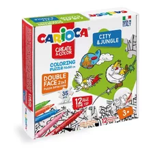 Carioca Puzzle Para Colorear + 12 Marcadores Cuidad