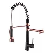 Torneira Cozinha Preta Rose Gold Gourmet Monocomando 55cm