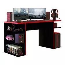 Escritorio Gamer Madesa Mesa Para Computador Gamer 9409 Mdp De 136cm X 75cm X 60cm Negro Y Rojo