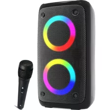 Caixa De Som Bluetooth Potente Led Rgb Portátil + Microfone