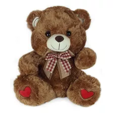 Urso De Pelúcia 35cm Marrom Coração