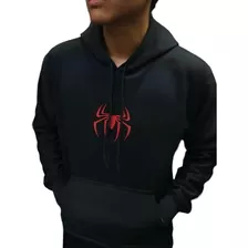 Sudadera Negra Spiderman Juvenil Tipo Canguro Hombre Araña 