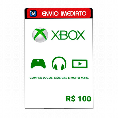 Cartão Presente Xbox Gift Card Microsoft Brasil R$ 100 Reais