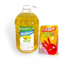 Detergente Limón 5l - Electron + Guantes Jaspe