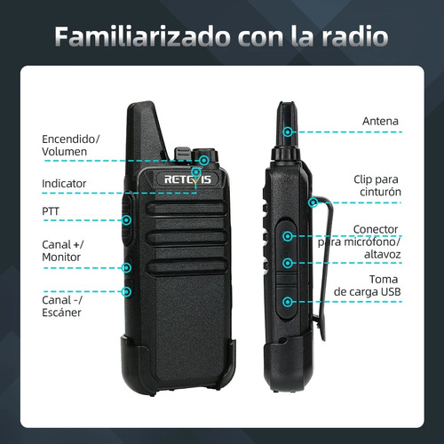 4 Radios De Comunicacion Walkie Talkies Profesional Retevis Foto 8