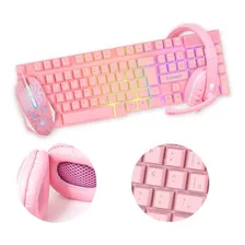 Kit Teclado Rose Evolut Gamer + Mouse Headset Gamer Leds