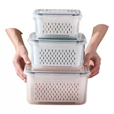 Set De 3 Organizador De Alimentos Apilables Con Canasto