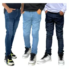 Kit De 3 Calças Jeans Infantil Juvenil Masculina Skinny Top