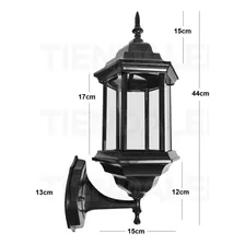 Aplique De Pared Farol Exterior Diseño Colonial E27 Color Negro