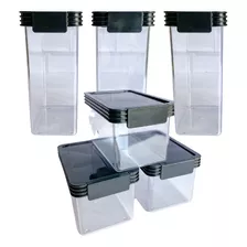 Set X 6 Contenedor Organizador Taper Hermético Acrílico 