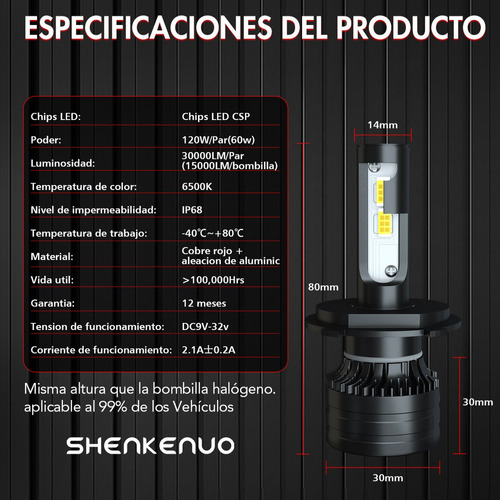 28000lm Kit De Focos Led 9003 H4 Luz Alta Y Baja Para Toyota Foto 5