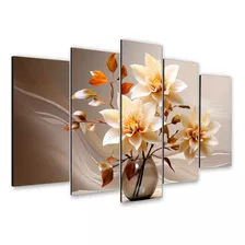 Kit 5 Quadros Decorativos Flores Luxo Mosaico Sala Quarto Ys