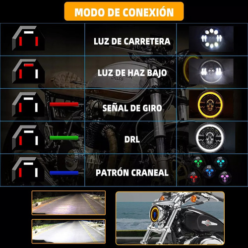 7'' Faro Led Universal Refacciones Moto Rgb Ojo De Angel Foto 4