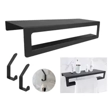 Organizador Toallero Perchas Set Baño 3 Piezas! Acero Negro