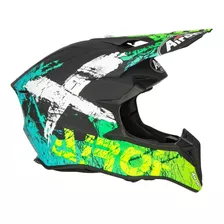 Casco Airoh Cross Wraap Smile Azul 1330grs Amarillo Mate