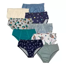 Kit 9 Cueca Infantil Slip Tampinha