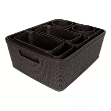 Set X 10 Cajas Organizadoras Free Home 6 Litros Negro