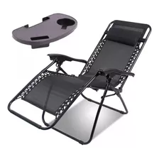 Silla Camastro Plegable Tecnologia Gravedad Cero Reclinable Color Negro