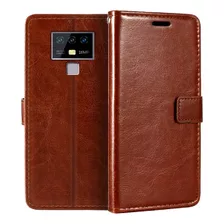 Funda Case Para Xiaomi Note 10 Flip Cover Marrón Antishock